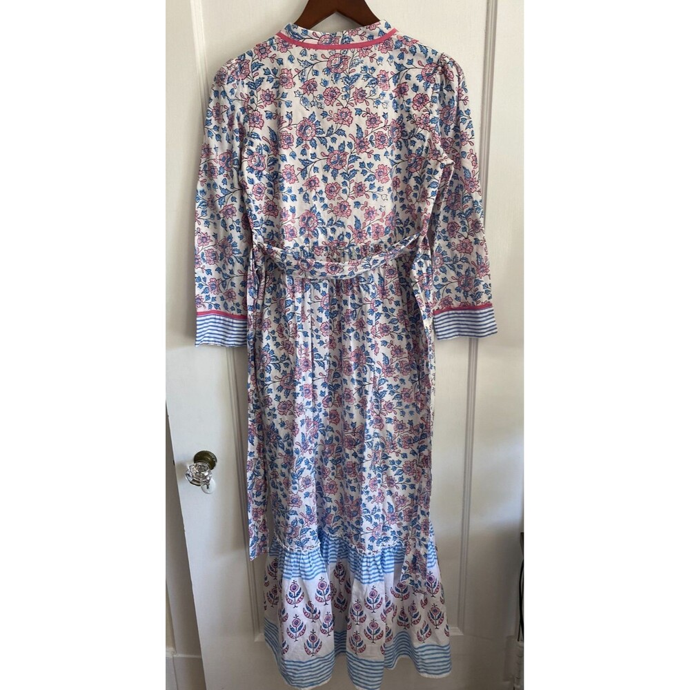 Madison Mathews Floral Block Print‎ Maxi Dress V Neck Long Sleeve Women's sz M - Picture 4 of 4
